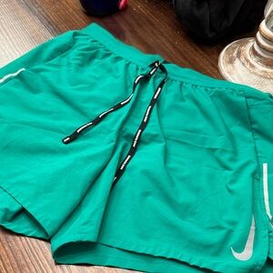 Nike Green Athletic Shorts with Black Drawstring
